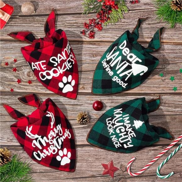 4 Pack Merry Christmas Dog Bandanas - - Picture 5 of 6